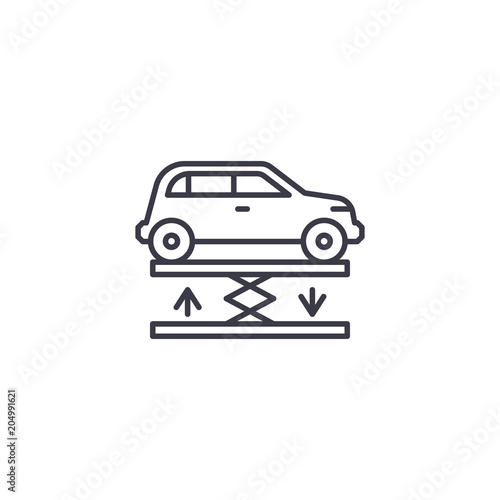 Car lift linear icon concept. Car lift line vector sign, symbol, illustration.