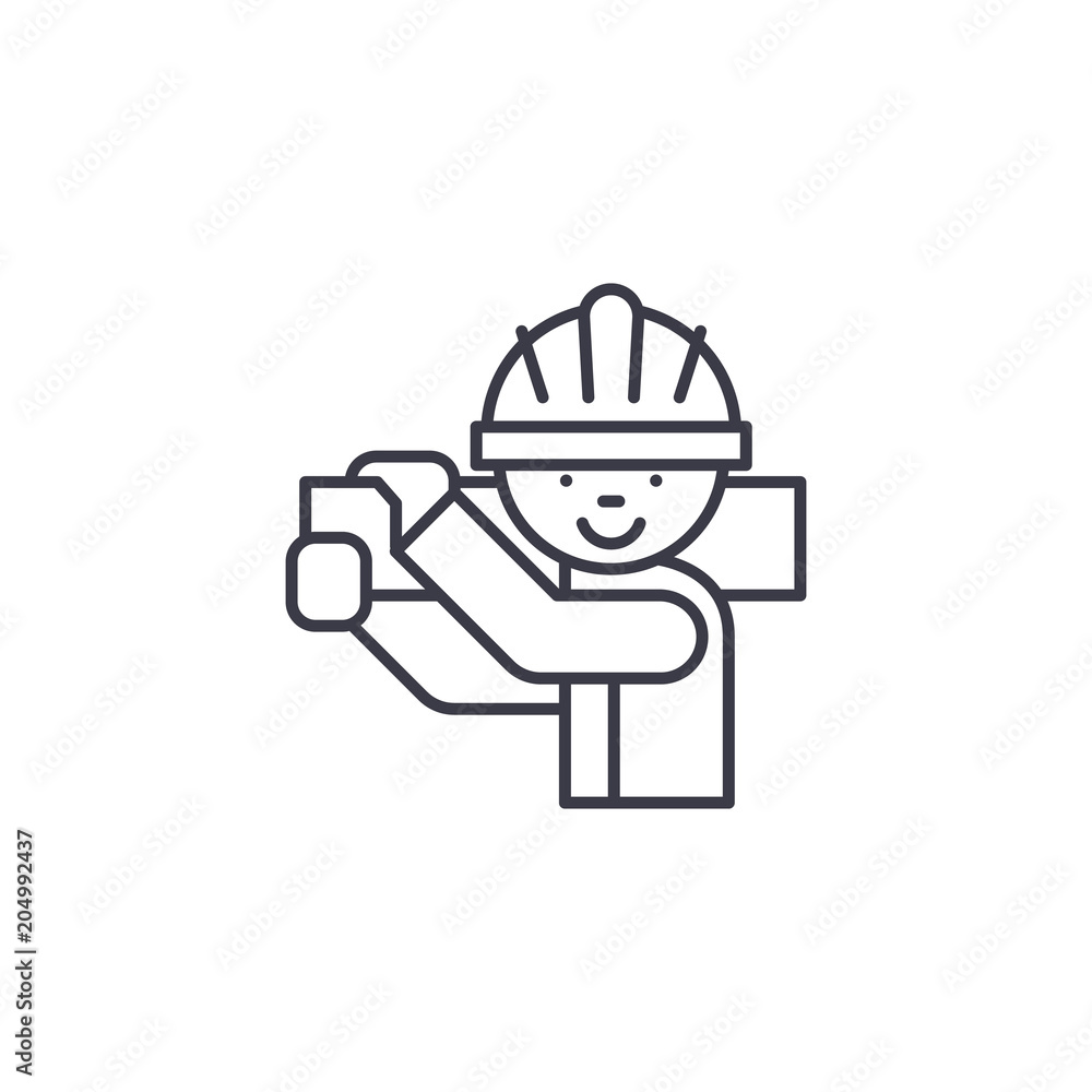 Carpenter linear icon concept. Carpenter line vector sign, symbol, illustration. Carpenter linear icon concept. Carpenter line vector sign, symbol, illustration.