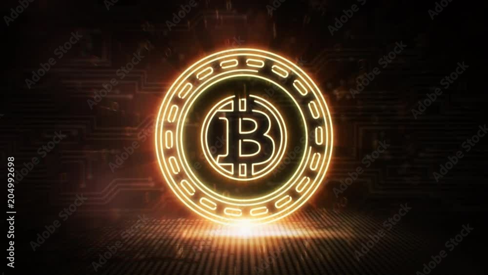 Bitcoin Gold - BTG - 3D Cryptocurrency Neon Coin Loop Bitcoin Gold - BTG - 3D Cryptocurrency Neon Coin Loop
