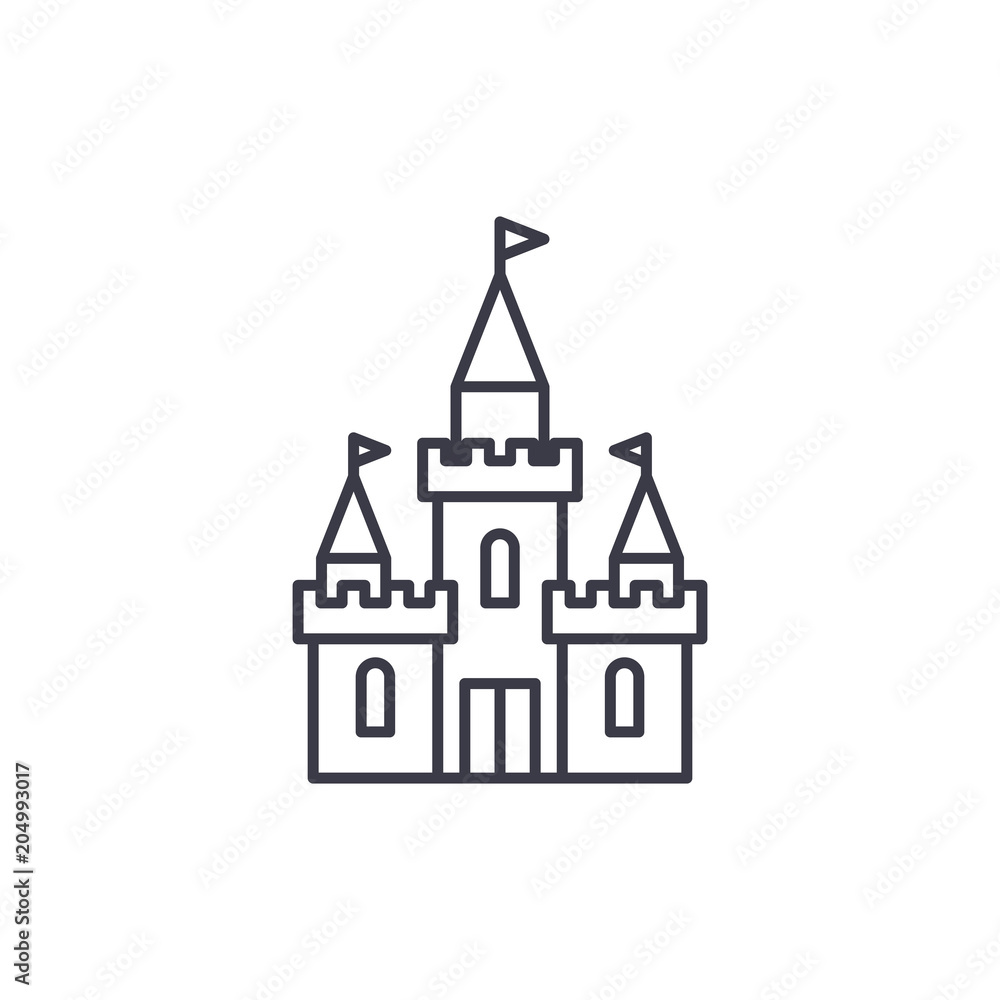 Castle linear icon concept. Castle line vector sign, symbol, illustration.