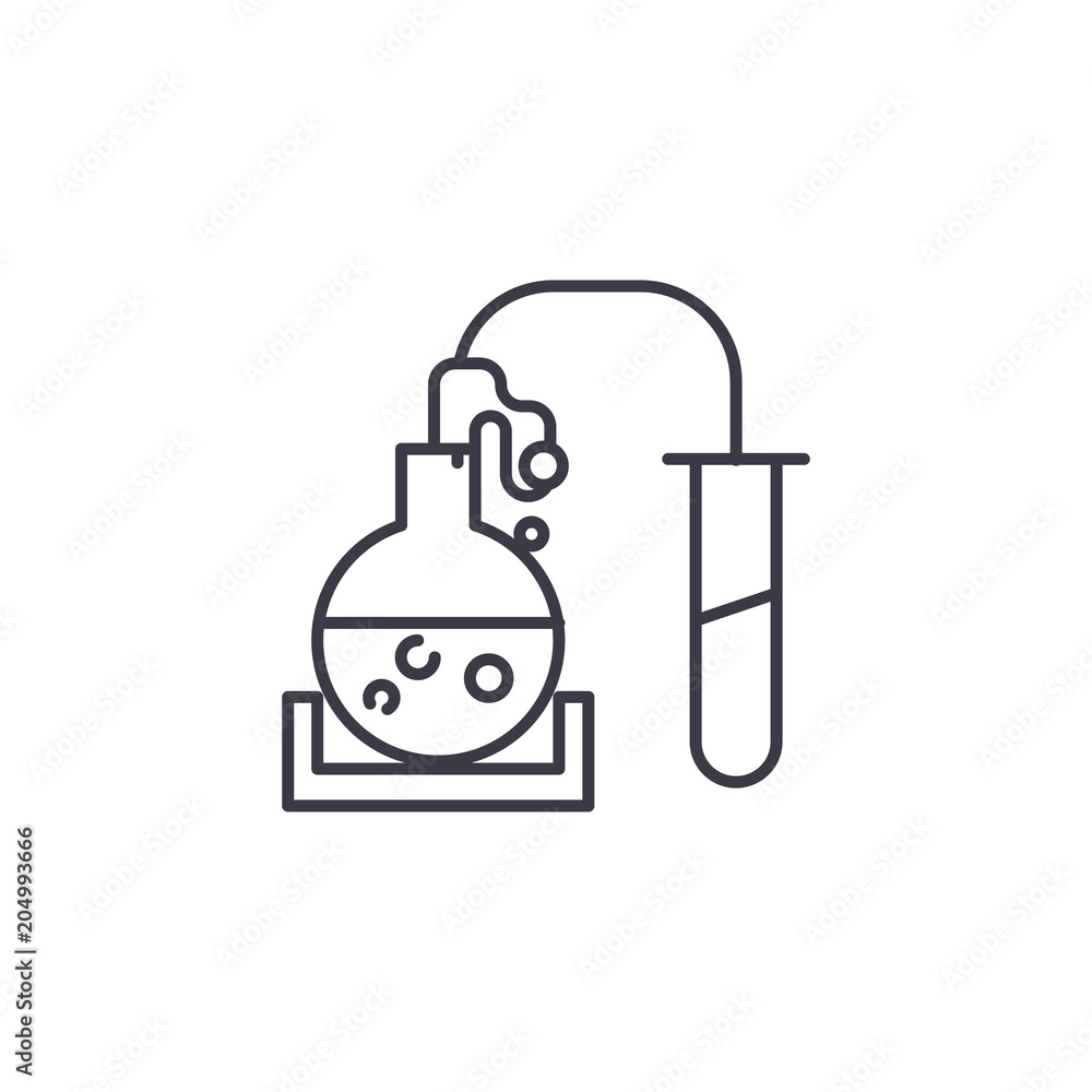 Chemical reaction linear icon concept. Chemical reaction line vector sign, symbol, illustration.