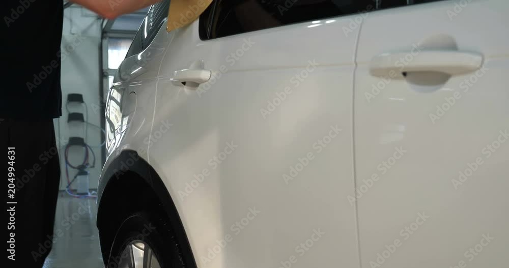 Wipe white car after washing Wipe white car after washing