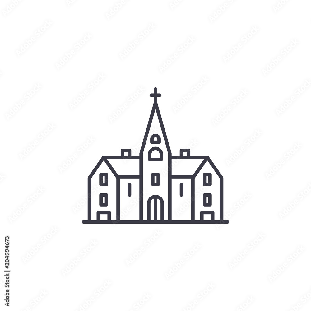 Church linear icon concept. Church line vector sign, symbol, illustration. Church linear icon concept. Church line vector sign, symbol, illustration.