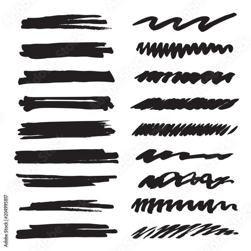 Set of brushes. Collection of black icons. Texture and background.