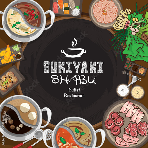 menu shabu sukiyaki restaurant template design graphic objects