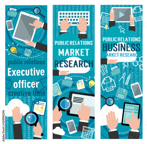 Public relations banner for social media marketing