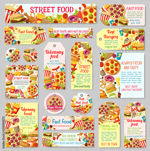 Fast food restaurant tag for takeaway menu design