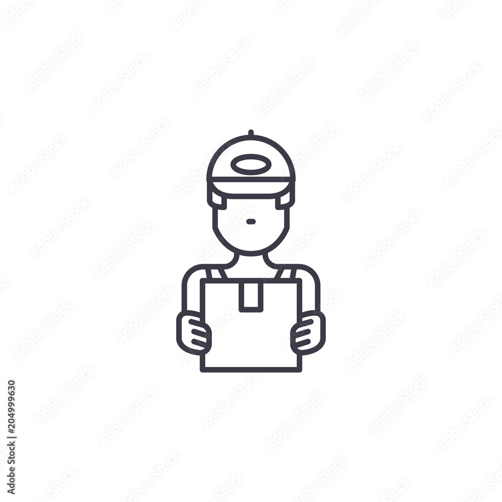Courier linear icon concept. Courier line vector sign, symbol, illustration.