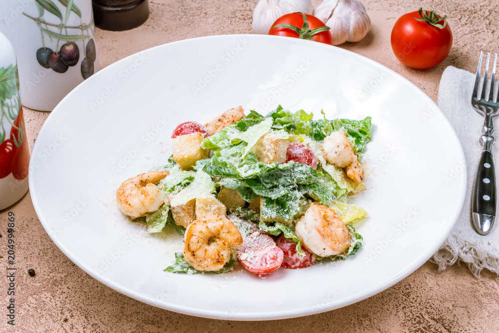 salad caesar with shrimps salad caesar with shrimps