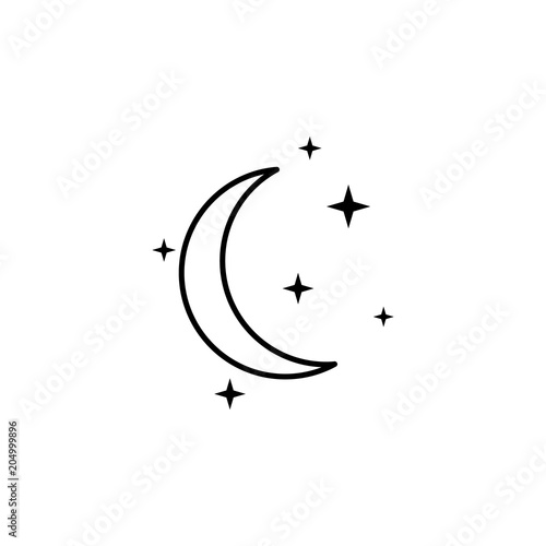 crescent moon and stars icon. Element of travel icon for mobile concept and web apps. Thin line crescent moon and stars icon can be used for web and mobile. Premium icon