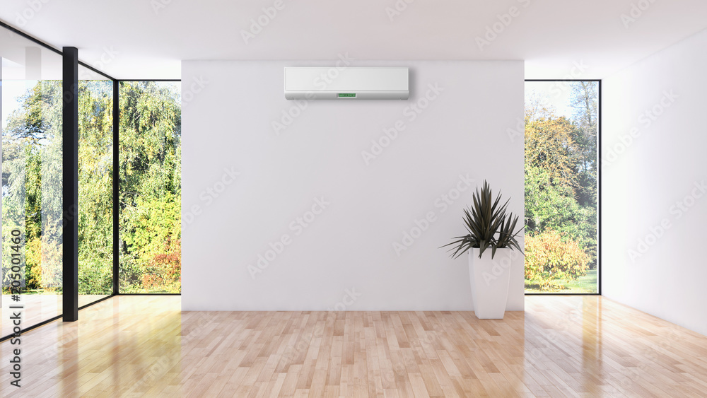 Modern interior apartment with air conditioning 3D rendering Modern interior apartment with air conditioning 3D rendering