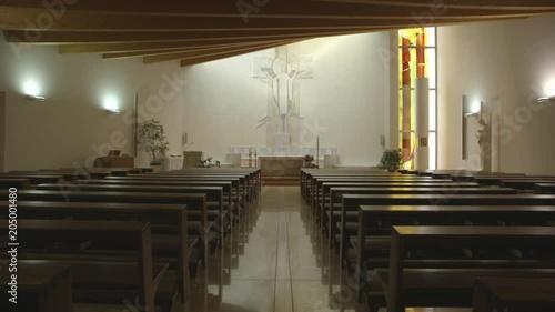 Tilt down, interior of church in Verona