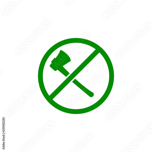 ban on cutting down trees green icon. Element of nature protection icon for mobile concept and web apps. Isolated ban on cutting down trees icon can be used for web and mobile