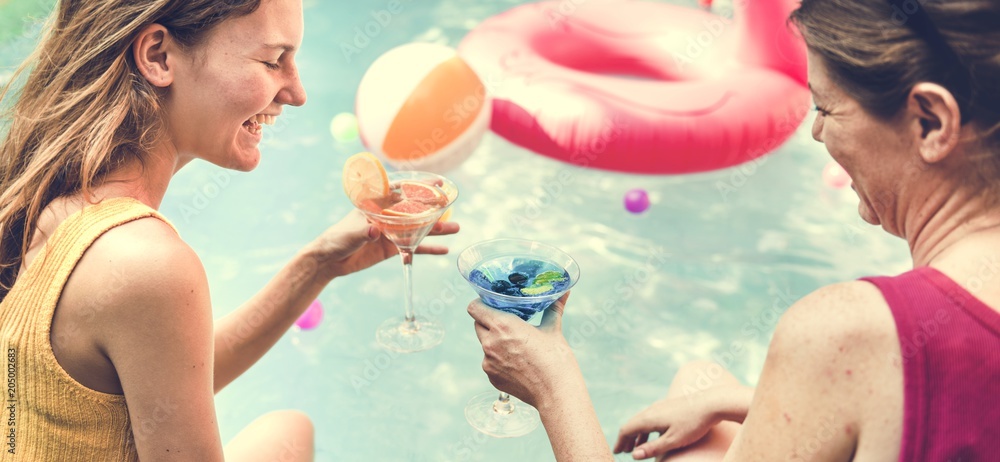 Cocktail party by the swimming pool Cocktail party by the swimming pool