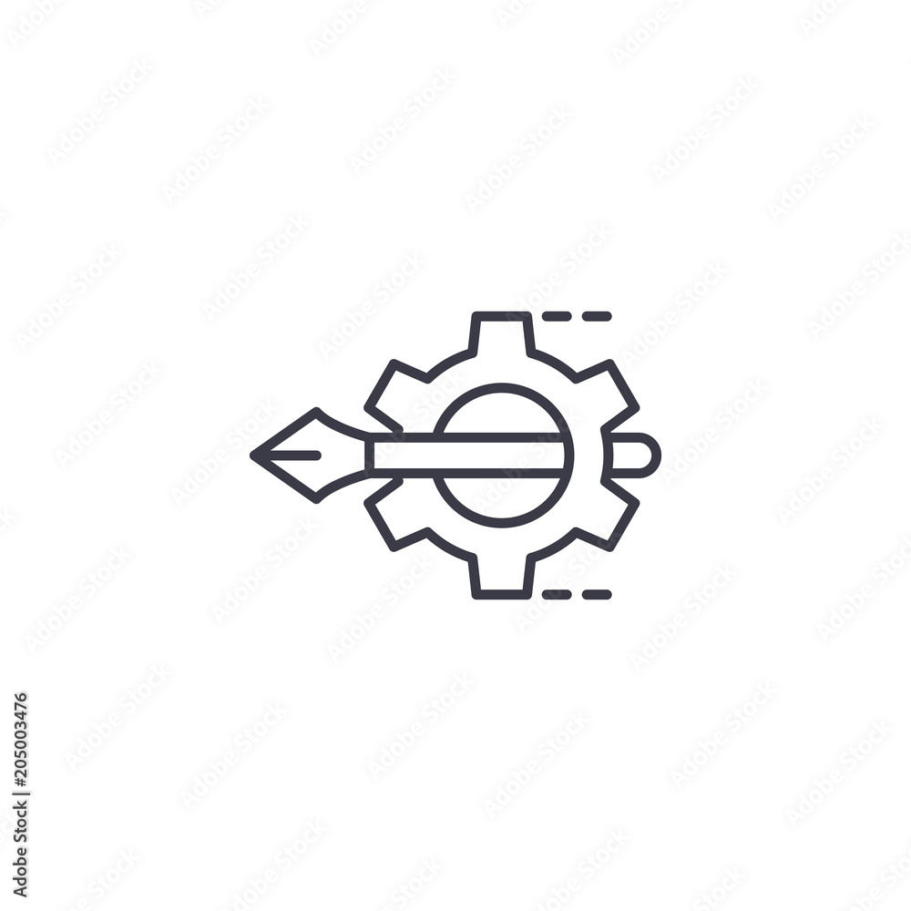 Design project linear icon concept. Design project line vector sign, symbol, illustration. Design project linear icon concept. Design project line vector sign, symbol, illustration.