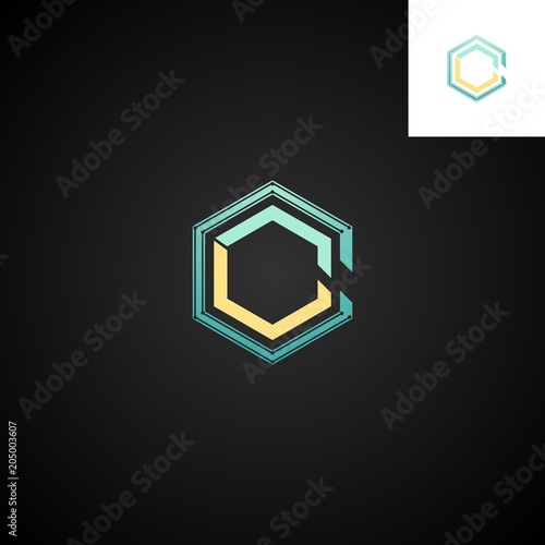 Letter C - Logo Design Element, illustration Vector Logotype Template, C letter design vector with colorful creative hexagon sign.