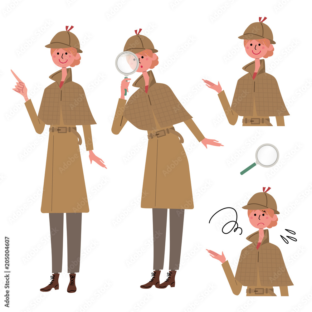 探偵 イラスト 若い女性 セット Stock Vector Adobe Stock