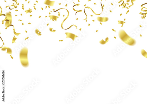 Vector party balloons illustration. Confetti and ribbons flag ribbons, Celebration background template