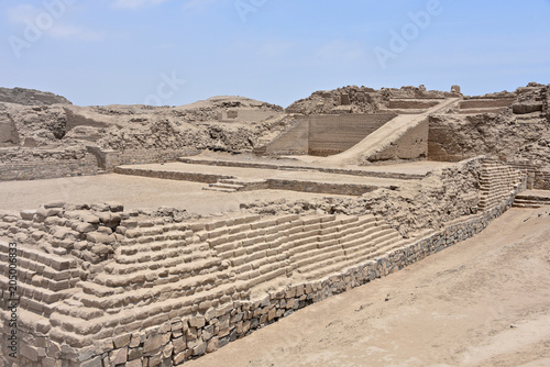 The ruins of Pachacamac  an ancient archaeological site on the Pacific coast just south of Lima  Peru