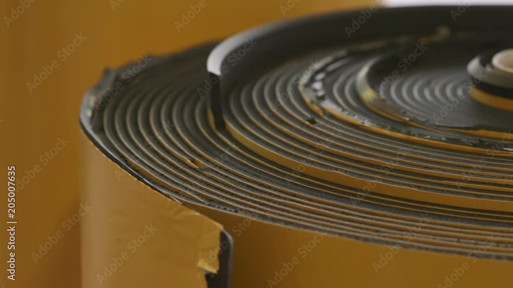 Rolled up rubber foam, close up Rolled up rubber foam, close up