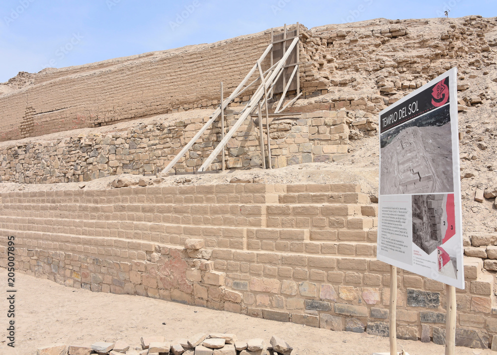 The ruins of Pachacamac, an ancient archaeological site on the Pacific coast just south of Lima, Peru