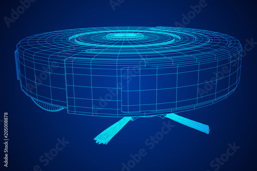 Robot vacuum cleaner wireframe low poly mesh vector illustration. Smart cleaning technology concept