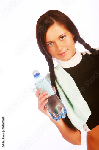 sporty woman with mineral water