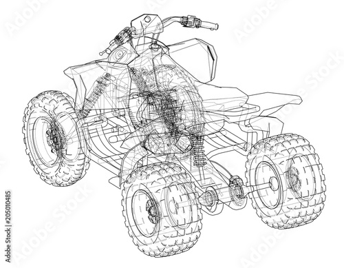 ATV quadbike concept outline. Vector