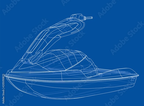 Jet ski sketch. Vector