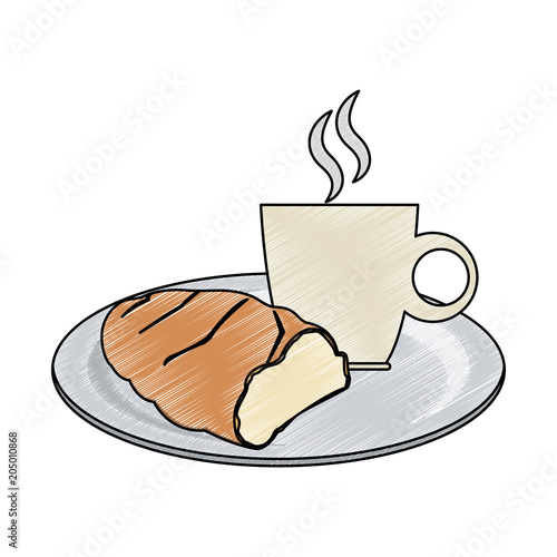 Bread and coffee breakfast vector illustration graphic design