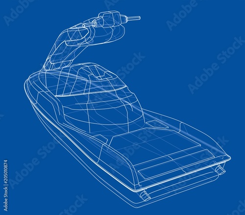 Jet ski sketch. Vector