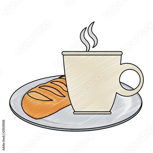 Bread and coffee breakfast vector illustration graphic design