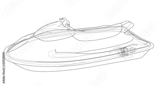 Jet ski sketch. Vector