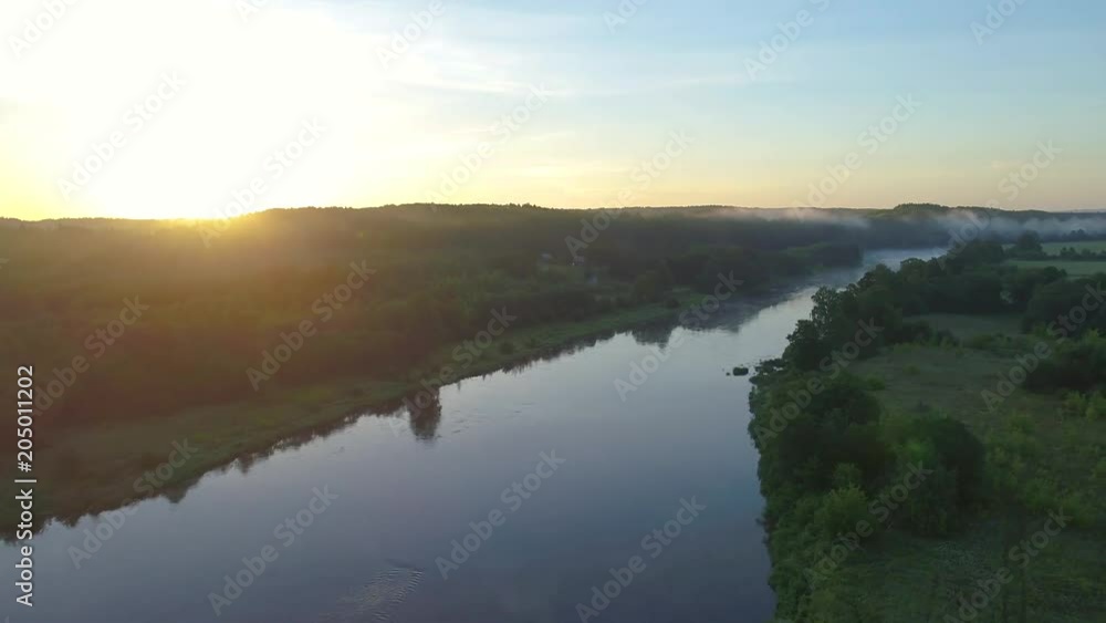aerial landcape of river in green meadows aerial landcape of river in green meadows