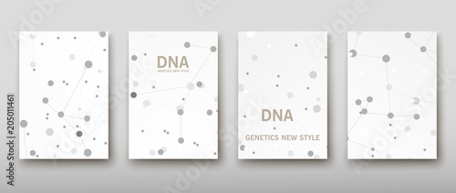 DNA abstract geometric background, layout in A4 set technology brochure flyer design template vector shadow