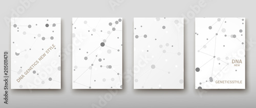 DNA abstract geometric background, layout in A4 set technology brochure flyer design template vector shadow