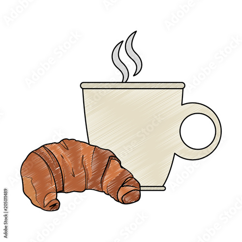 Bread and coffee breakfast vector illustration graphic design