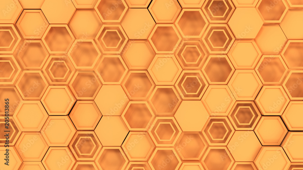 Abstract 3d background made of orange hexagons Abstract 3d background made of orange hexagons