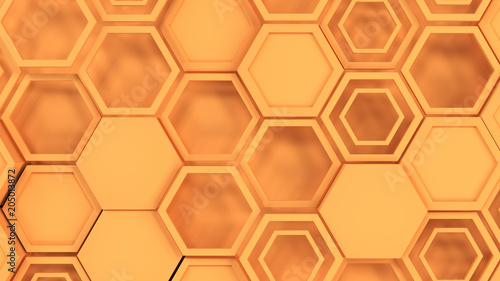 Fototapeta Naklejka Na Ścianę i Meble -  Abstract 3d background made of orange hexagons