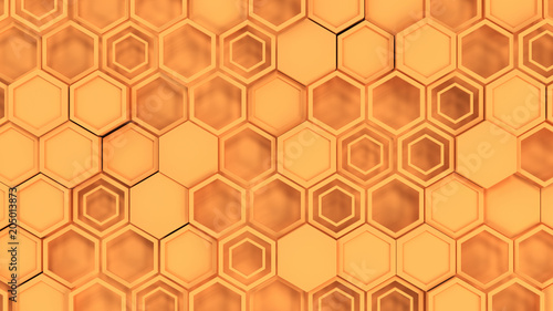 Fototapeta Naklejka Na Ścianę i Meble -  Abstract 3d background made of orange hexagons