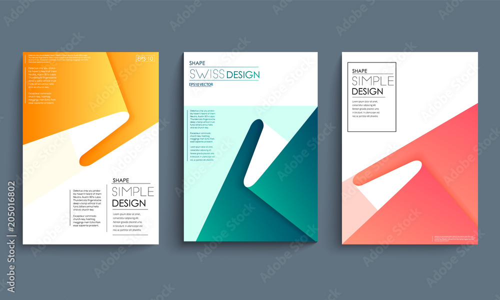 Modern abstract covers set. Cool gradient geometric shapes composition. Futuristic design. Eps10 vector.