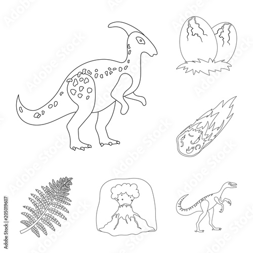 Different dinosaurs outline icons in set collection for design. Prehistoric animal vector symbol stock web illustration.