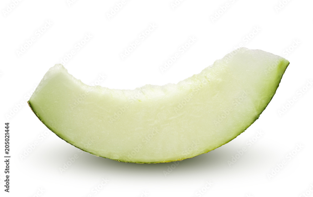 one slice of melon isolated on white background one slice of melon isolated on white background