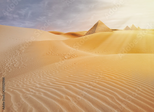compositing piramid in the egypt desert photo