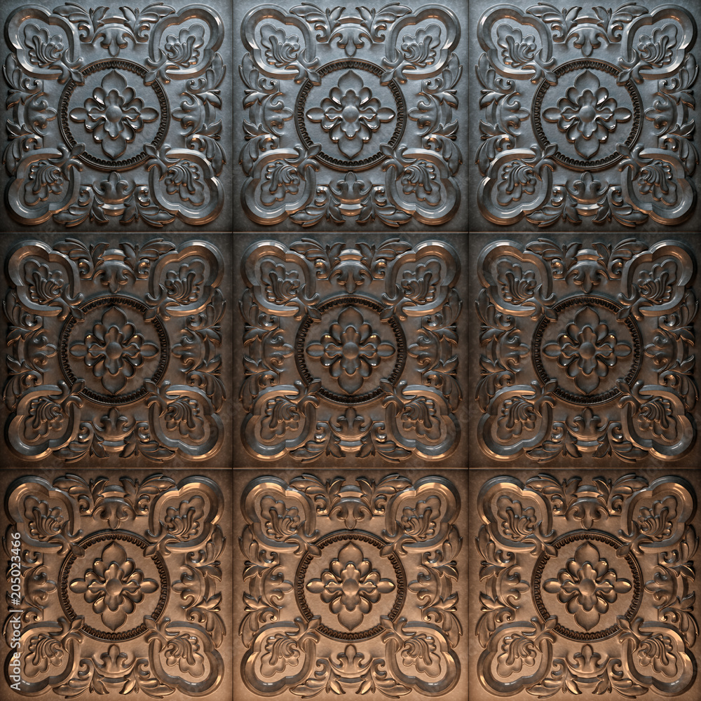 Vintage decorative pattern. 3D rendering.
