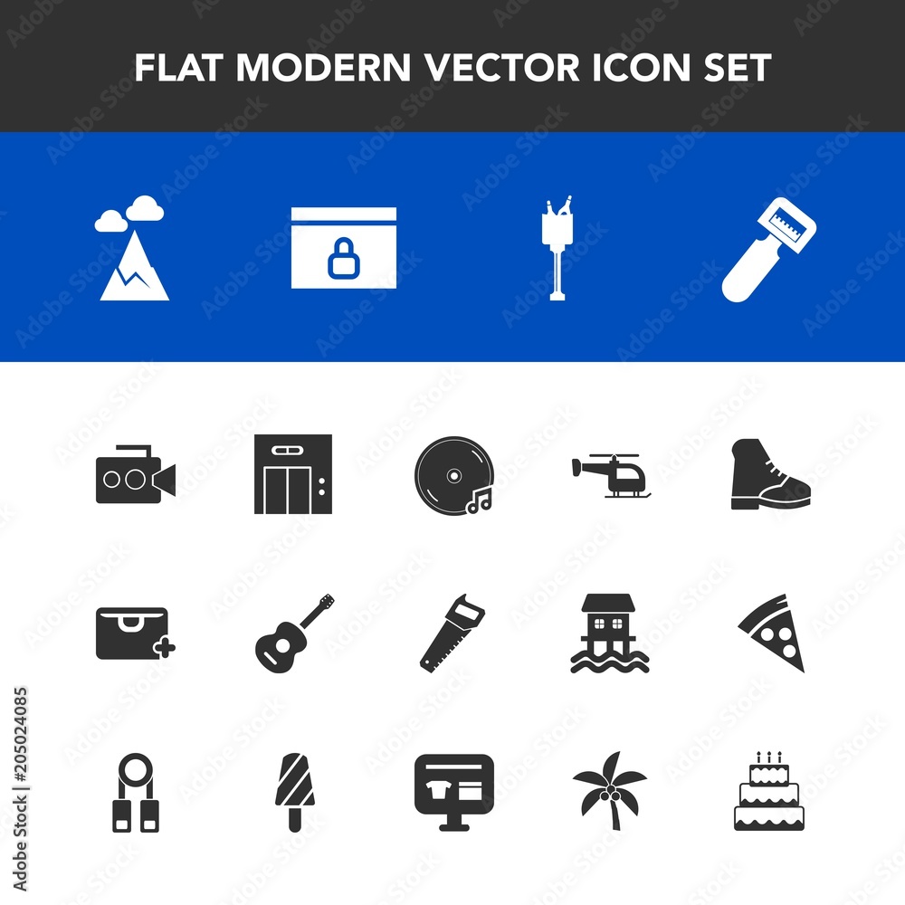 Modern, simple vector icon set with guitar, sign, ice, lock, web, landscape, video, bag, blue, tool, sky, music, entrance, add, work, album, mountain, film, nature, peeler, handle, flight, lift icons Modern, simple vector icon set with guitar, sign, ice, lock, web, landscape, video, bag, blue, tool, sky, music, entrance, add, work, album, mountain, film, nature, peeler, handle, flight, lift icons