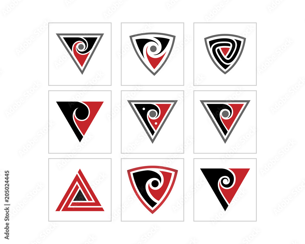 triangle emblem image vector symbol logo set triangle emblem image vector symbol logo set