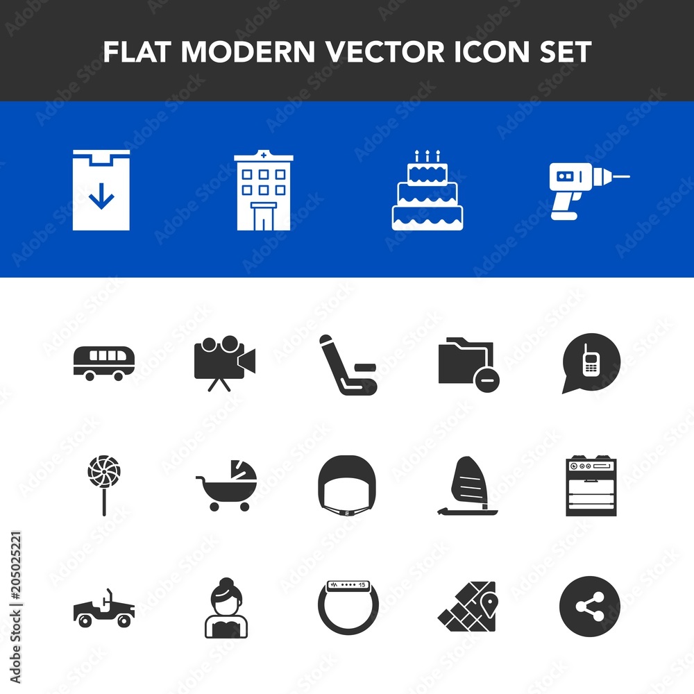 Modern, simple vector icon set with communication, screen, business, speed, transport, phone, championship, video, download, belt, dessert, road, stroller, cricket, transportation, folder, baby icons Modern, simple vector icon set with communication, screen, business, speed, transport, phone, championship, video, download, belt, dessert, road, stroller, cricket, transportation, folder, baby icons