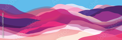 Color mountains, waves, abstract shapes, modern background, vector design Ill...