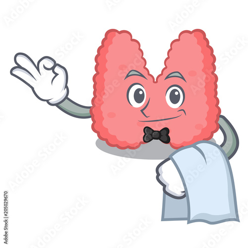 Waiter thyroid mascot cartoon style photo